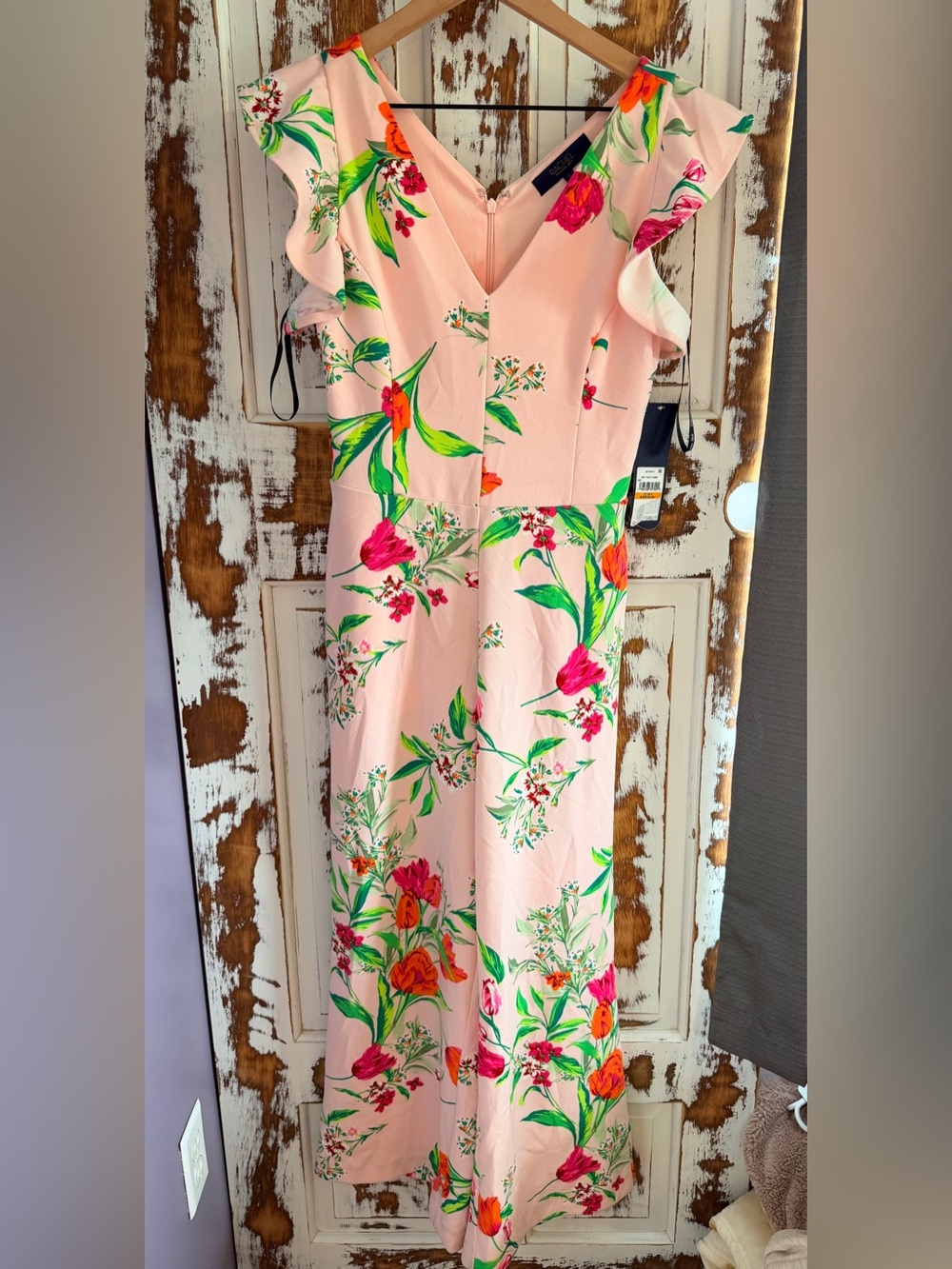 Rachel Roy Flutter Sleeve Jumpsuit Women’s Size Small Pink Floral Wide Leg NWT